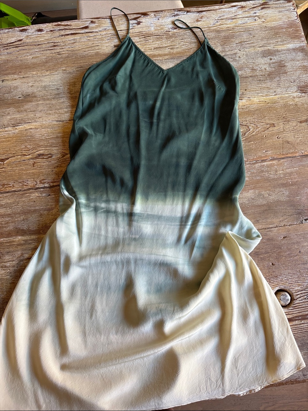 Amanda Bond Olive to Cream Ombre Slip Midi Dress